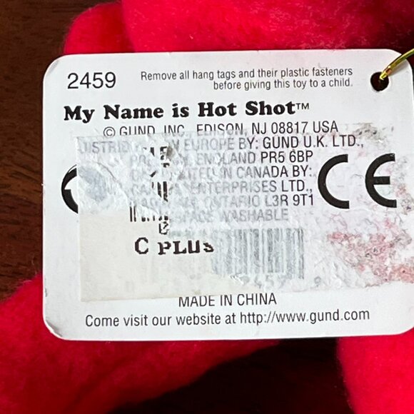 Vintage Gund Hot Shots Hotshots 2459 Red Plush Bear Green Scarf Christmas 9" - Picture 10 of 10